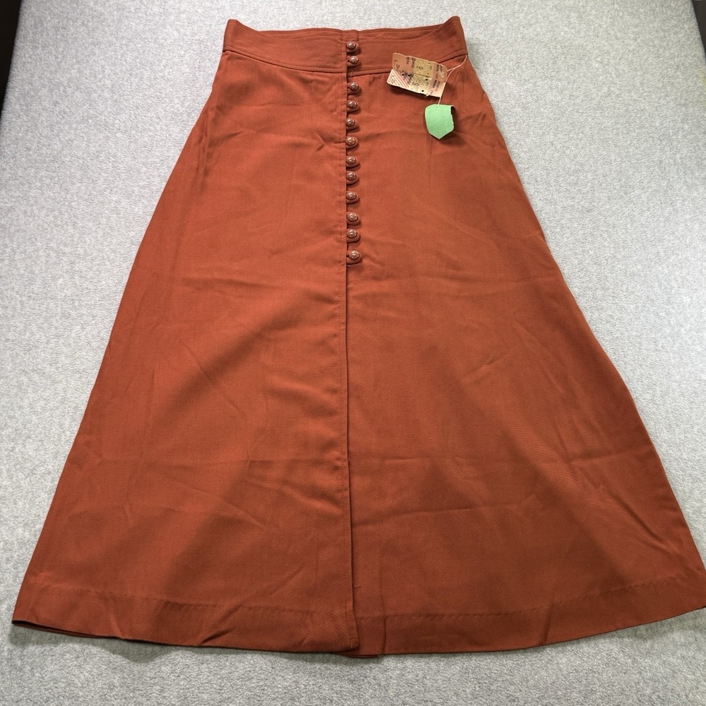 Vintage Deadstock Pliers Rust Button Front A-Line‎ Skirt 70s Size 9/10